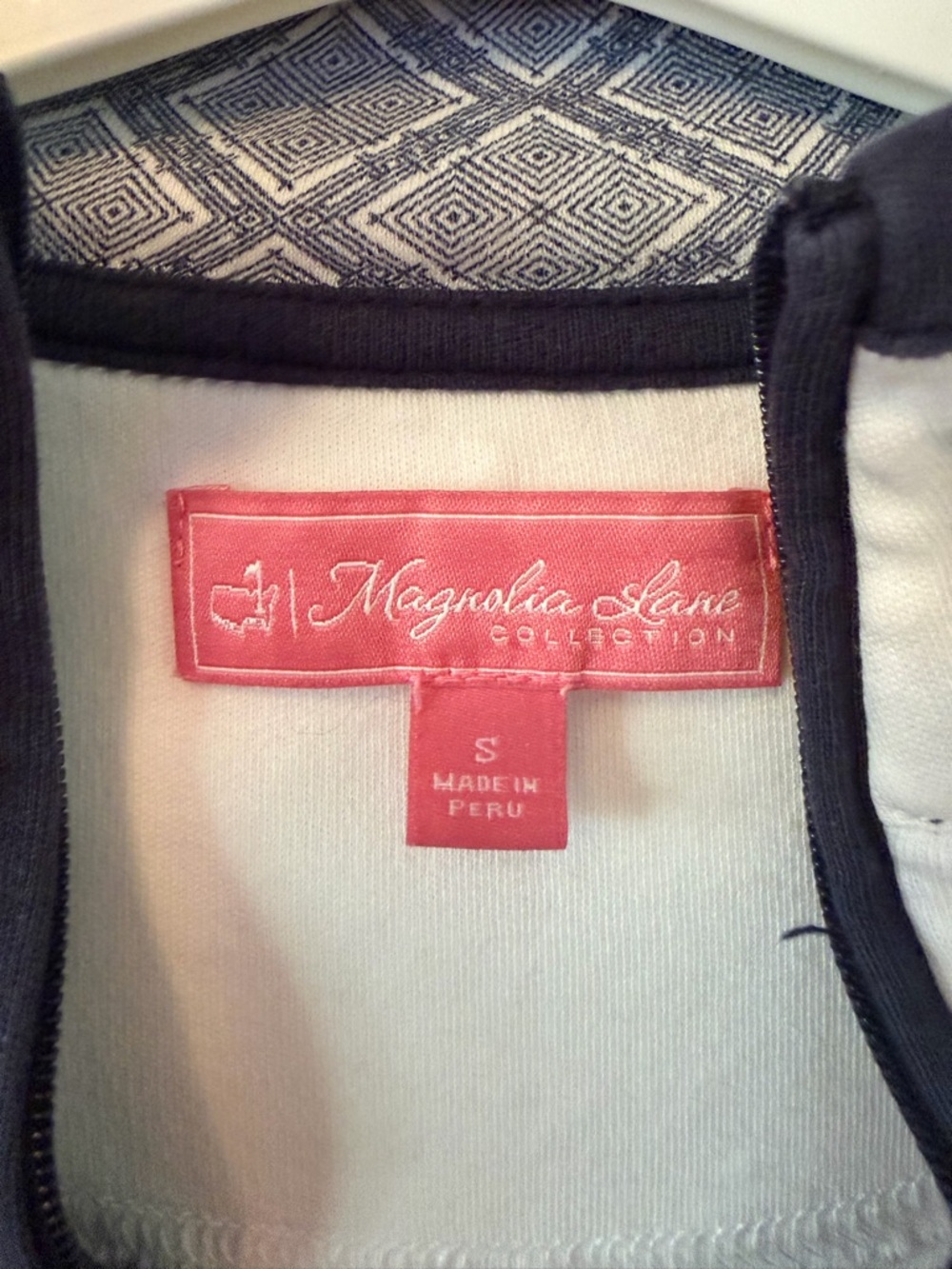 Magnolia Lane Masters White 1/4-Zip Pullover Sweater with Navy Trim - Picture 5 of 6